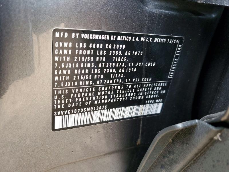 Продаж на аукціоні авто 2025 Volkswagen Taos, vin: 3VVVC7B23SM013976, номер лоту: 76719205
