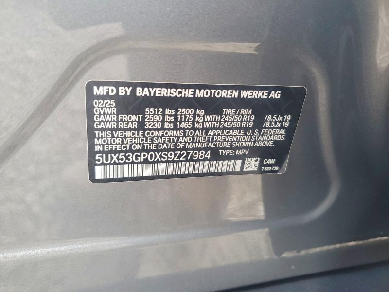 Продажа на аукционе авто 2025 Bmw X3, vin: 5UX53GP0XS9Z27984, номер лота: 77426145