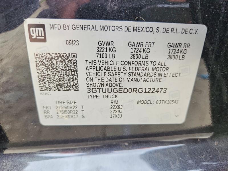 Продажа на аукционе авто 2024 Gmc Sierra, vin: 3GTUUGED0RG122473, номер лота: 77116795