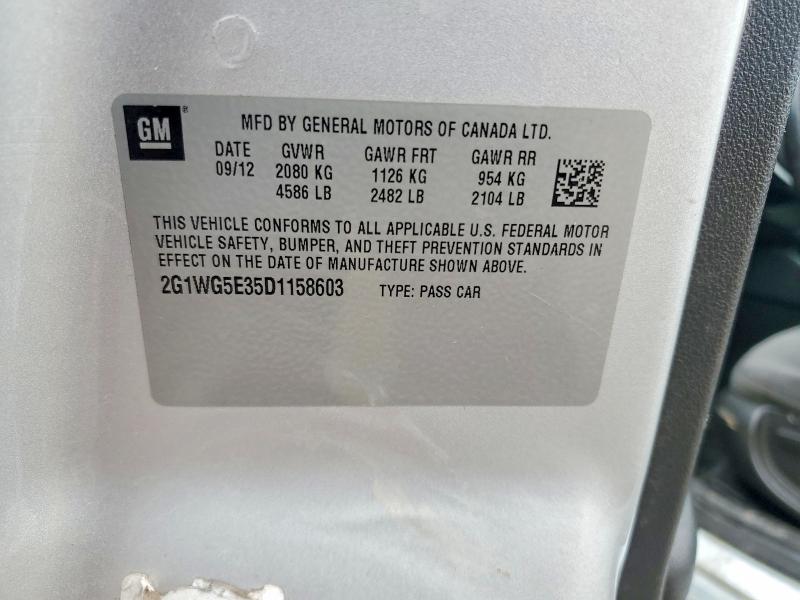 Aukcja sprzedaży 2013 Chevrolet Impala, vin: 2G1WG5E35D1158603, numer aukcji: 77605785