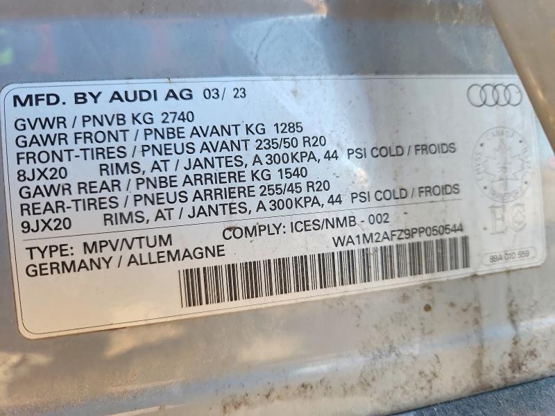 2023 Audi Q4 E-tron მანქანა იყიდება აუქციონზე, vin: WA1M2AFZ9PP050544, აუქციონის ნომერი: 75695995