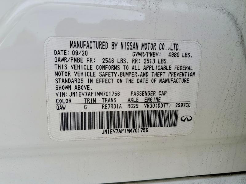 Aukcja sprzedaży 2021 Infiniti Q50, vin: JN1EV7AP1MM701756, numer aukcji: 79488005