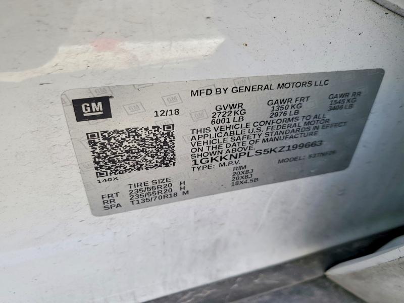 2019 Gmc Acadia მანქანა იყიდება აუქციონზე, vin: 1GKKNPLS5KZ199663, აუქციონის ნომერი: 76613285