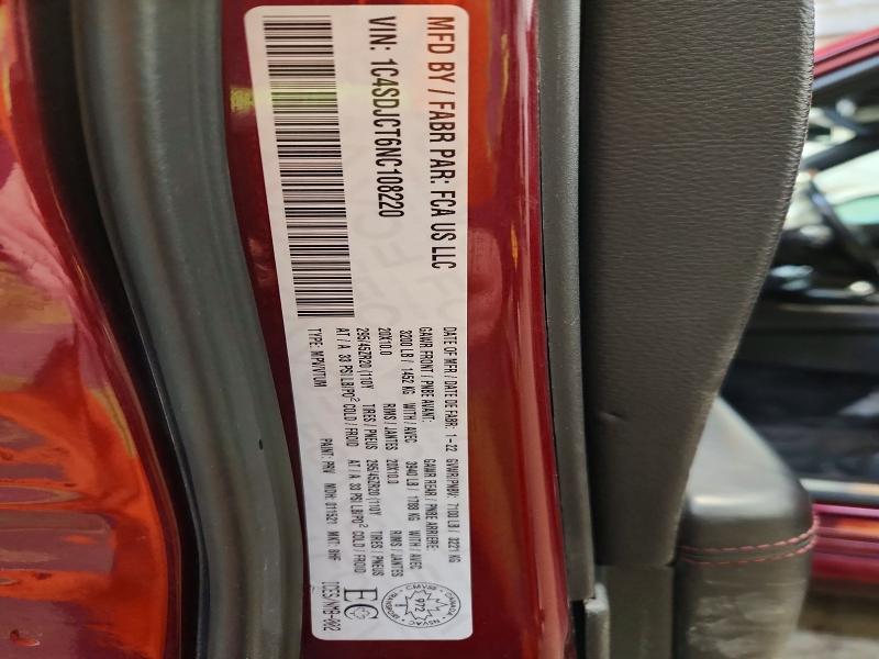 Auction sale of the 2022 Dodge Durango, vin: 1C4SDJCT6NC108220, lot number: 78522545
