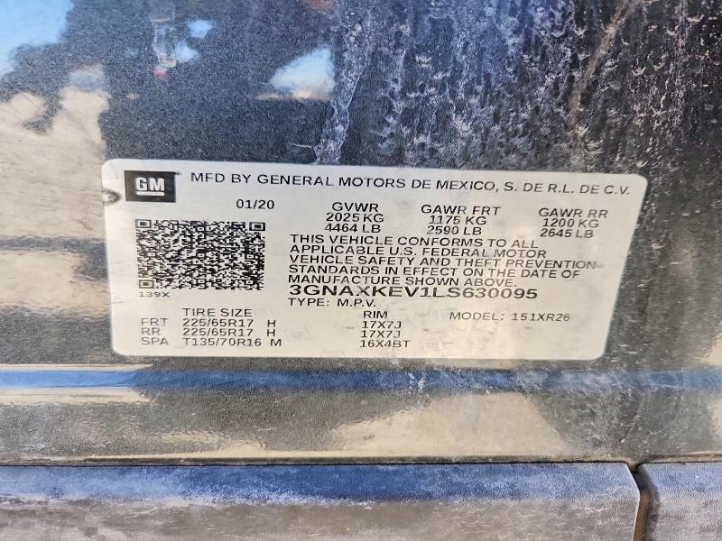Продаж на аукціоні авто 2020 Chevrolet Equinox, vin: 3GNAXKEV1LS630095, номер лоту: 78999435