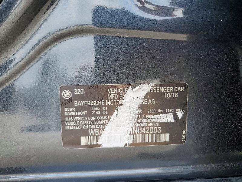 Продаж на аукціоні авто 2017 Bmw 320, vin: WBA8E5G52HNU42003, номер лоту: 76971705
