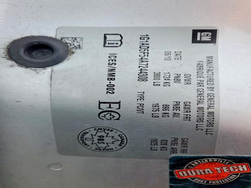2010 Chevrolet Cobalt მანქანა იყიდება აუქციონზე, vin: 1G1AD5F54A7244308, აუქციონის ნომერი: 77851735