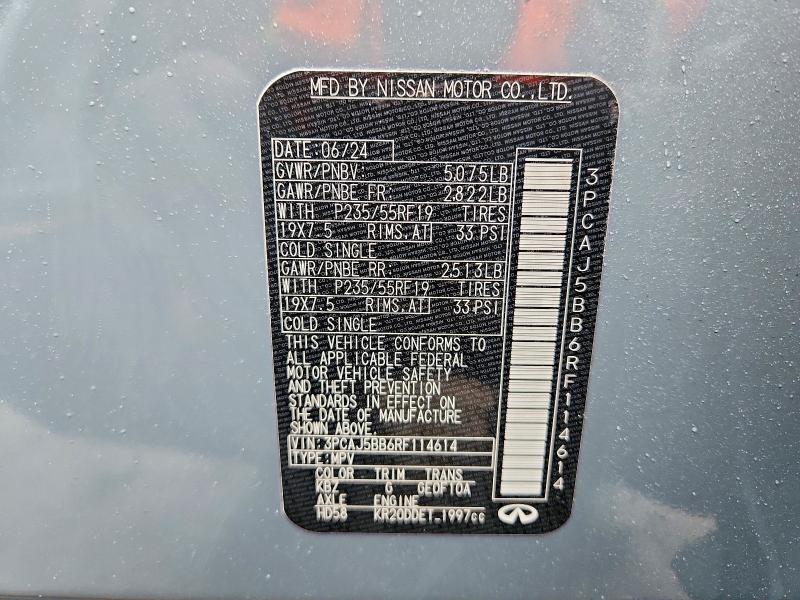 Aukcja sprzedaży 2024 Infiniti Qx50, vin: 3PCAJ5BB6RF114614, numer aukcji: 77989215