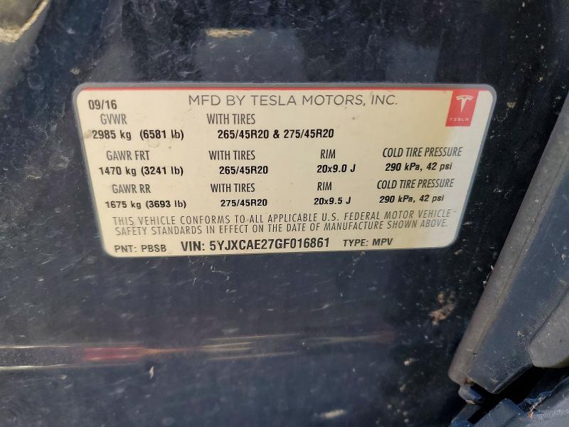 Aukcja sprzedaży 2016 Tesla Model X, vin: 5YJXCAE27GF016861, numer aukcji: 79357165