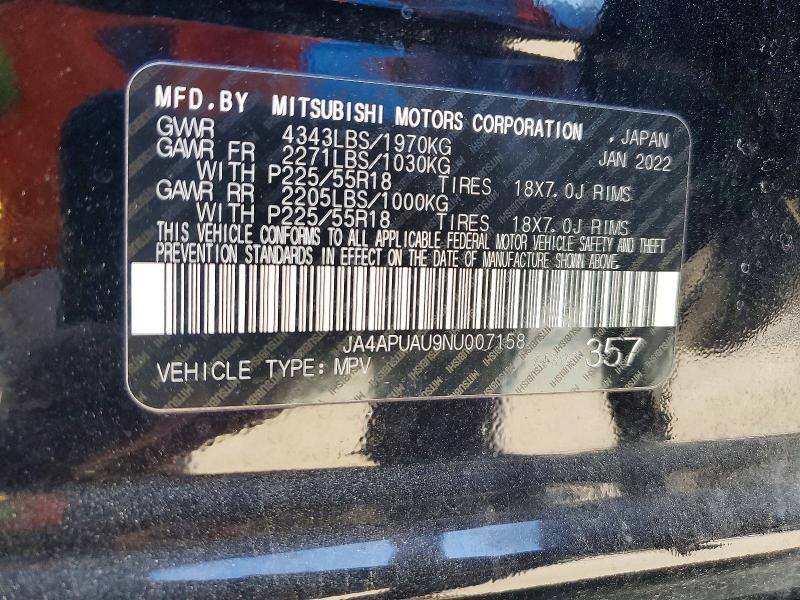 Продаж на аукціоні авто 2022 Mitsubishi Outlander Sport, vin: JA4APUAU9NU007158, номер лоту: 75272105