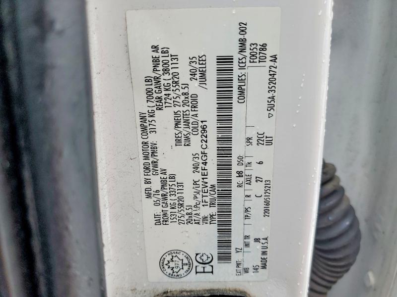 Aukcja sprzedaży 2016 Ford F150, vin: 1FTEW1EF4GFC22961, numer aukcji: 78209095