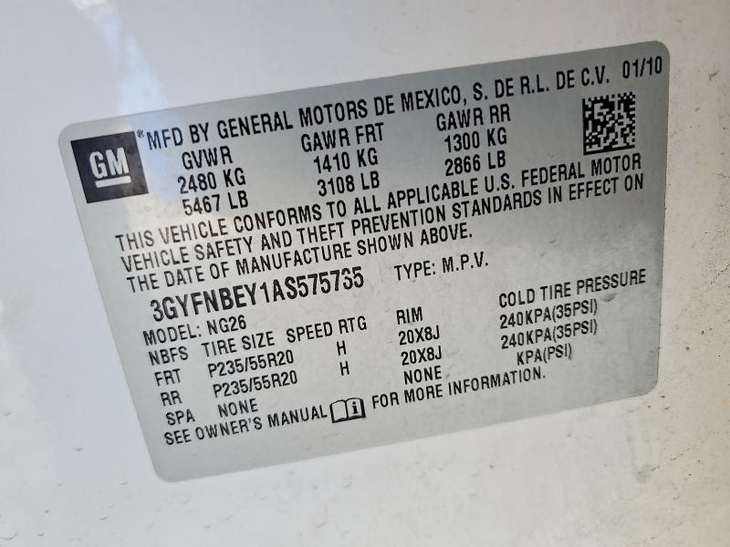 Aukcja sprzedaży 2010 Cadillac Srx, vin: 3GYFNBEY1AS575735, numer aukcji: 74979845