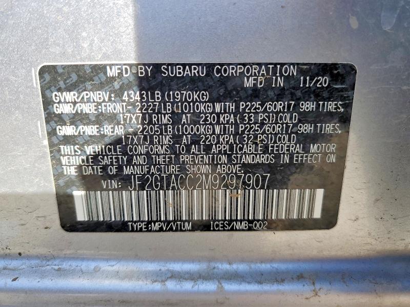 2021 Subaru Crosstrek მანქანა იყიდება აუქციონზე, vin: JF2GTACC2M9297907, აუქციონის ნომერი: 78565185