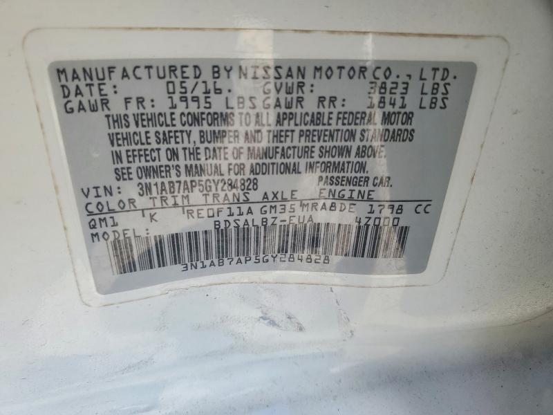 Продажа на аукционе авто 2016 Nissan Sentra, vin: 3N1AB7AP5GY284828, номер лота: 78600885