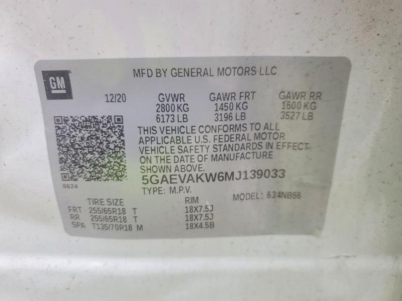 Aukcja sprzedaży 2021 Buick Enclave, vin: 5GAEVAKW6MJ139033, numer aukcji: 78482725