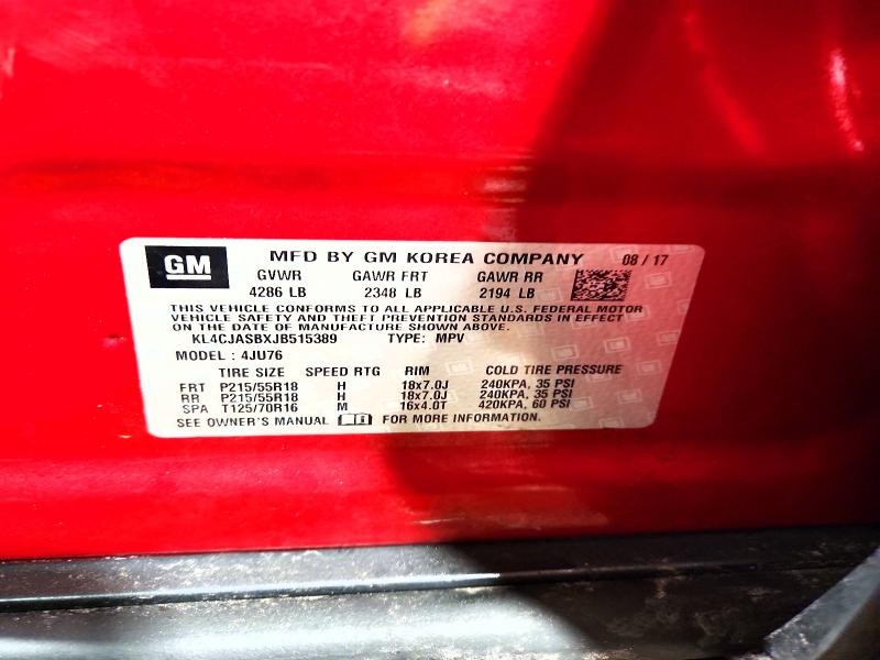 Aukcja sprzedaży 2018 Buick Encore, vin: KL4CJASBXJB515389, numer aukcji: 76178785