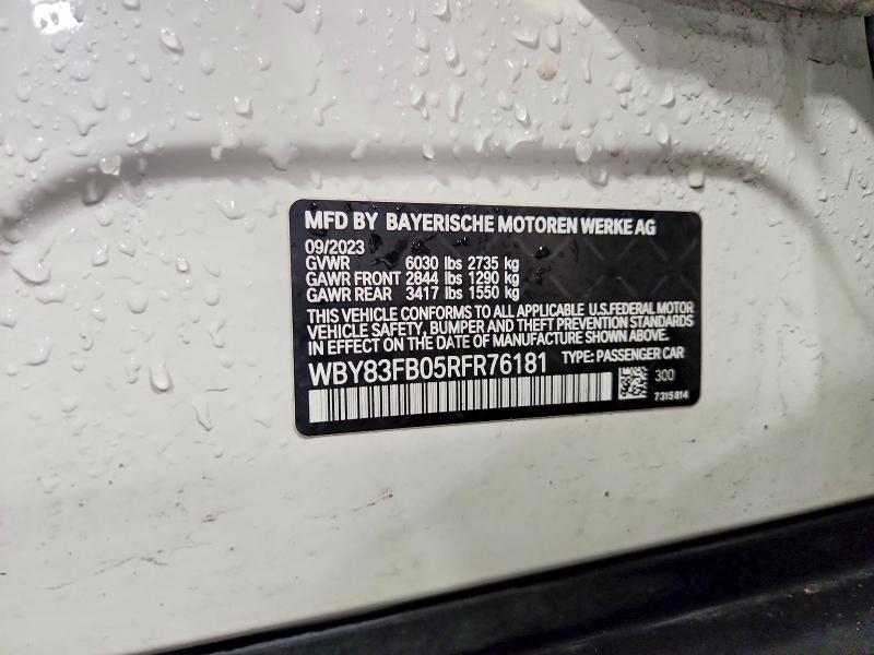Aukcja sprzedaży 2024 Bmw I4, vin: WBY83FB05RFR76181, numer aukcji: 78793615