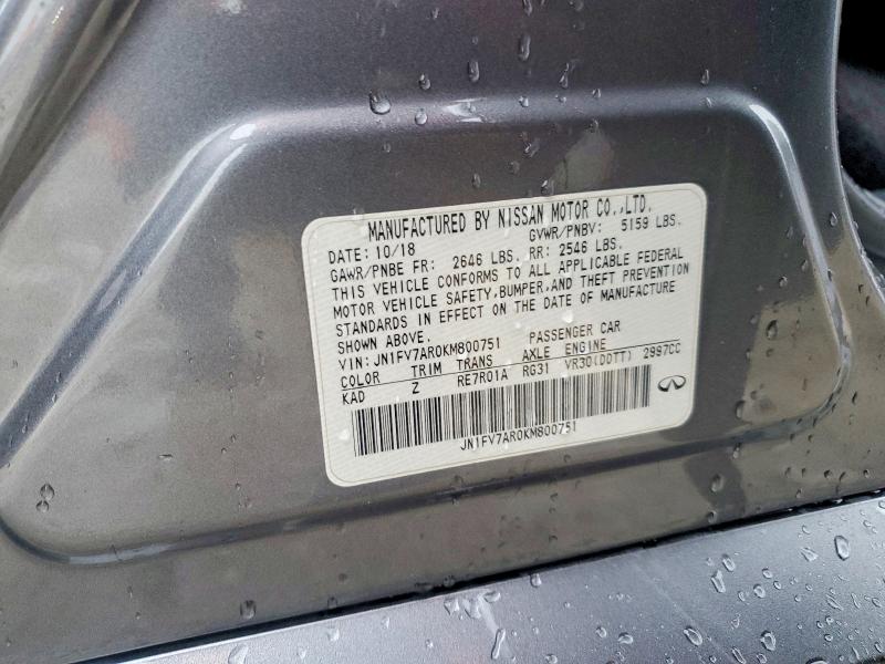 77795115 :رقم المزاد ، JN1FV7AR0KM800751 vin ، 2019 Infiniti Q50 مزاد بيع