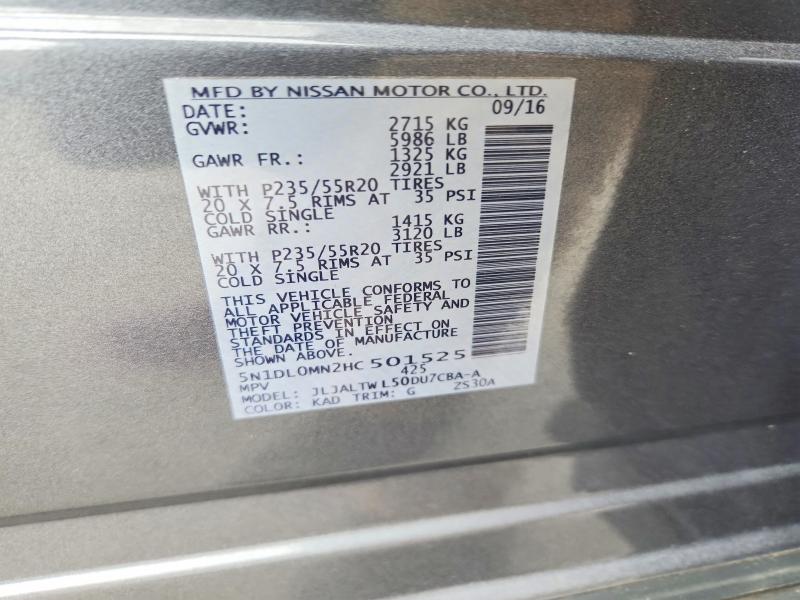 Aukcja sprzedaży 2017 Infiniti Qx60, vin: 5N1DL0MN2HC501525, numer aukcji: 76872585