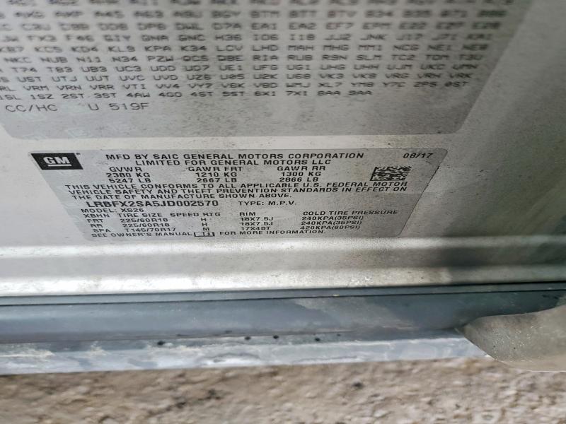 2018 Buick Envision მანქანა იყიდება აუქციონზე, vin: LRBFX2SA5JD002570, აუქციონის ნომერი: 77972125