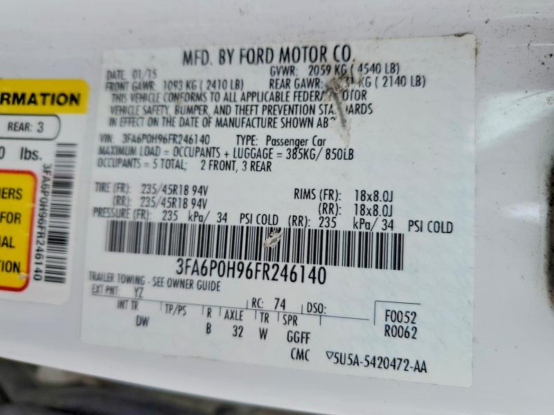 Продаж на аукціоні авто 2015 Ford Fusion, vin: 3FA6P0H96FR246140, номер лоту: 77437515