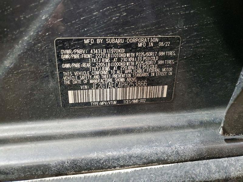 Aukcja sprzedaży 2023 Subaru Xv Crosstr, vin: JF2GTAEC4PH253866, numer aukcji: 78346515
