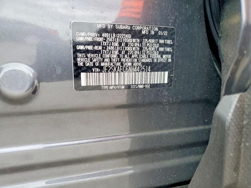Продажа на аукционе авто 2022 Subaru Forester, vin: JF2SKAEC6NH442514, номер лота: 79189245