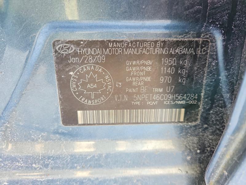Aukcja sprzedaży 2009 Hyundai Sonata, vin: 5NPET46C09H564284, numer aukcji: 72142655