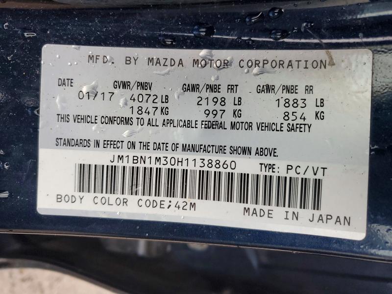 Продажа на аукционе авто 2017 Mazda 3, vin: JM1BN1M30H1138860, номер лота: 77120905