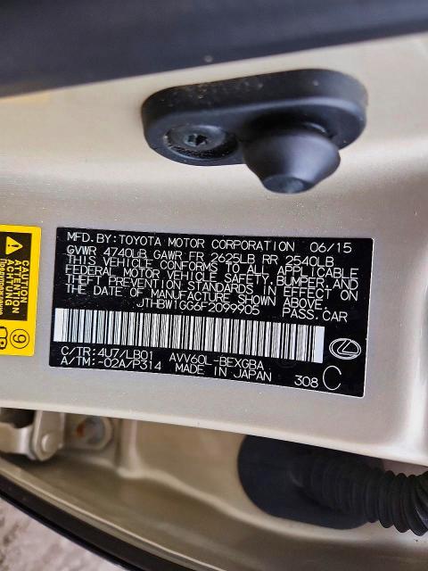 77291235 :رقم المزاد ، JTHBW1GG6F2099905 vin ، 2015 Lexus Es مزاد بيع