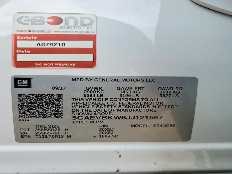 75616235 :رقم المزاد ، 5GAEVBKW6JJ121567 vin ، 2018 Buick Enclave Pr مزاد بيع