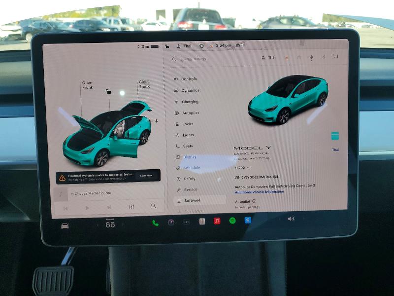 Aukcja sprzedaży 2021 Tesla Model Y, vin: 5YJYGDEE8MF269154, numer aukcji: 79483915
