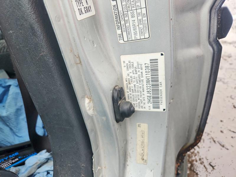 1999 Honda Civic მანქანა იყიდება აუქციონზე, vin: 2HGEJ6323XH110387, აუქციონის ნომერი: 78227945