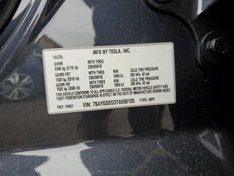 Продажа на аукционе авто 2026 Tesla Model Y, vin: 7SAYGDED3TA590105, номер лота: 79140225