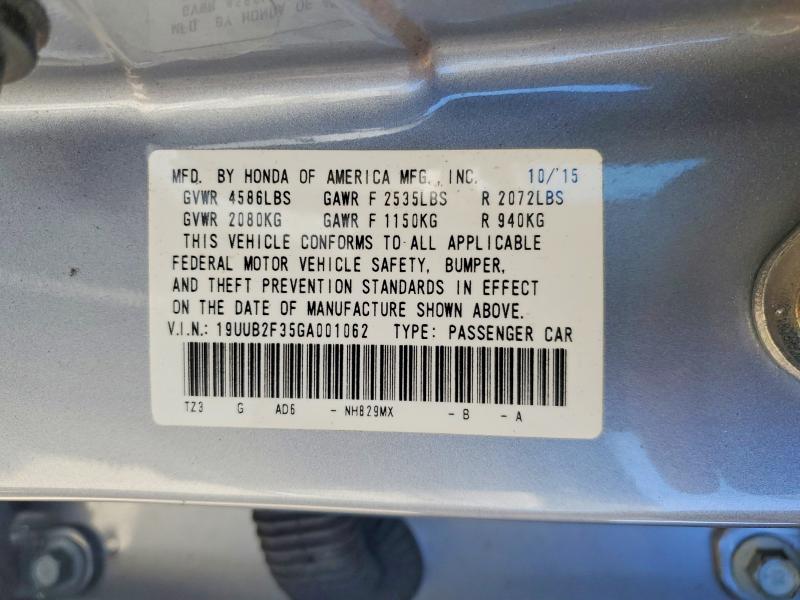 2016 Acura Tlx მანქანა იყიდება აუქციონზე, vin: 19UUB2F35GA001062, აუქციონის ნომერი: 77507975