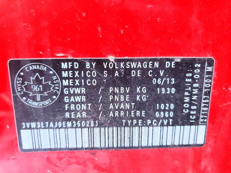 Aukcja sprzedaży 2014 Volkswagen Jetta, vin: 3VW3L7AJ9EM350281, numer aukcji: 74917895