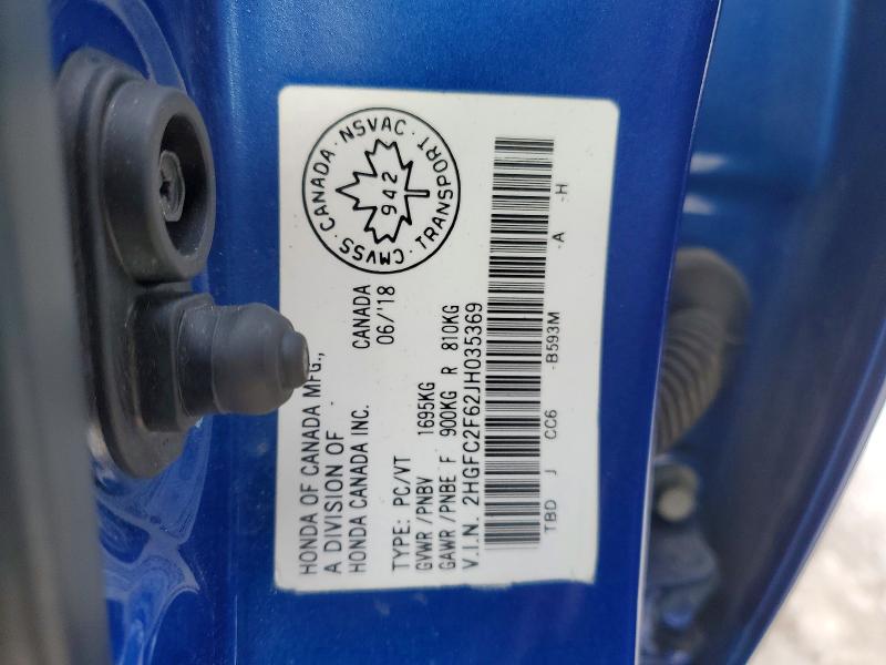 Продаж на аукціоні авто 2018 Honda Civic, vin: 2HGFC2F62JH035369, номер лоту: 79086965