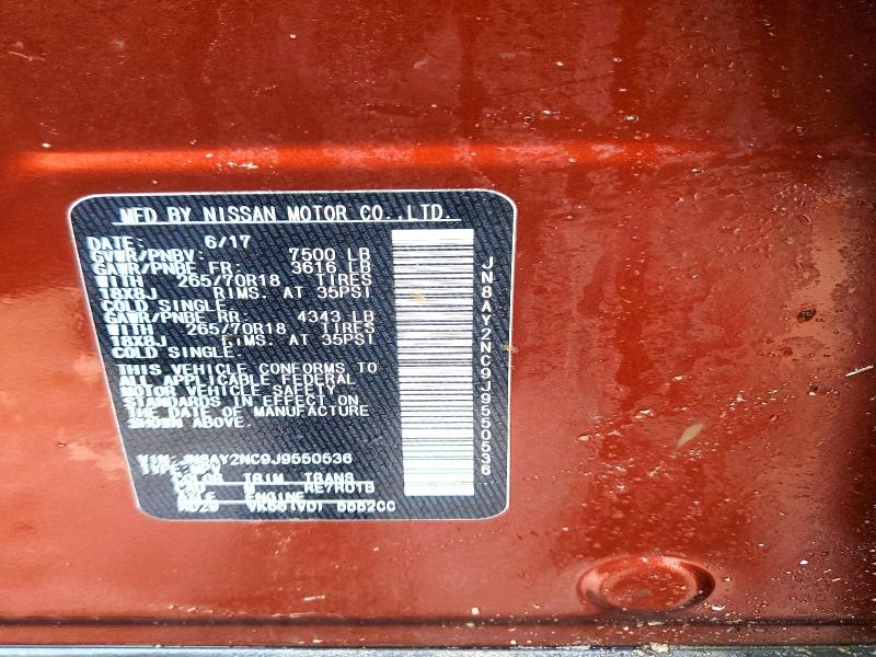 77097395 :رقم المزاد ، JN8AY2NC9J9550536 vin ، 2018 Nissan Armada مزاد بيع