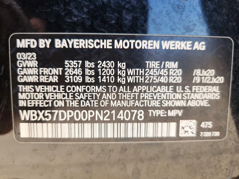 78329415 :رقم المزاد ، WBX57DP00PN214078 vin ، 2023 Bmw X3 مزاد بيع