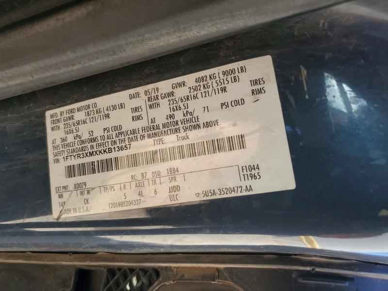 Продажа на аукционе авто 2019 Ford Transit, vin: 1FTYR3XMXKKB13657, номер лота: 77894835