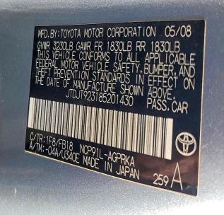 Продаж на аукціоні авто 2008 Toyota Yaris, vin: JTDJT923185201430, номер лоту: 76661785