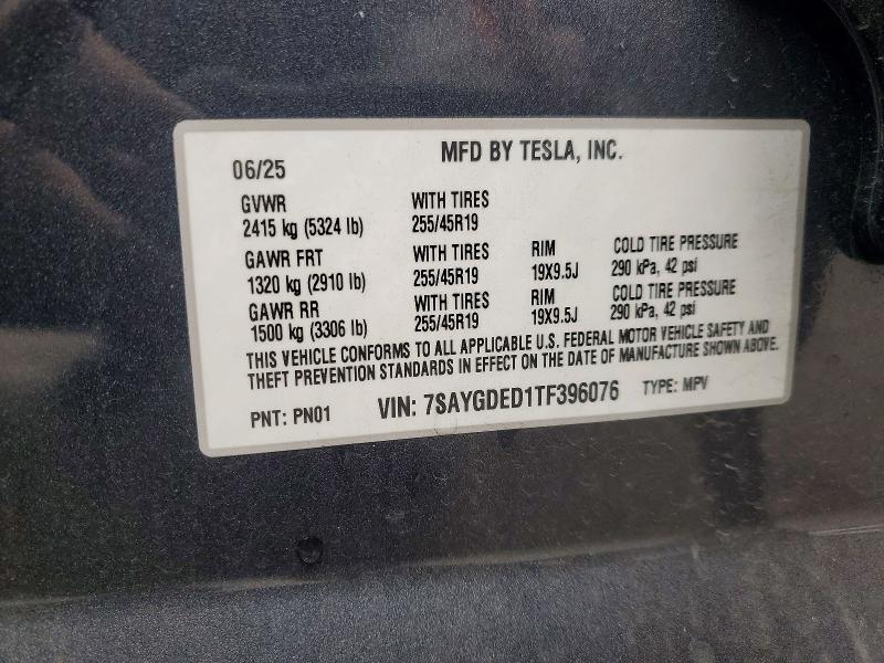 76236235 :رقم المزاد ، 7SAYGDED1TF396076 vin ، 2026 Tesla Model Y مزاد بيع