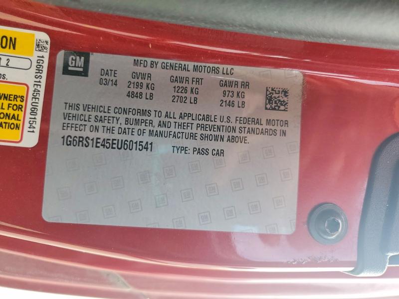 Aukcja sprzedaży 2014 Cadillac Elr, vin: 1G6RS1E45EU601541, numer aukcji: 75411555