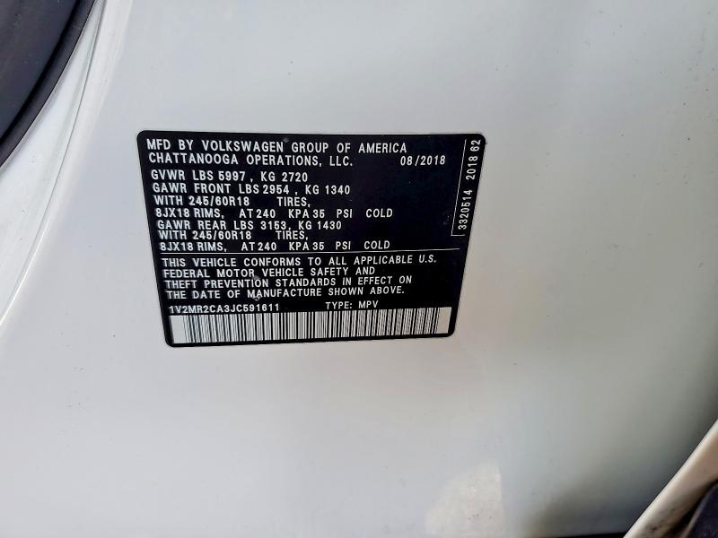 Aukcja sprzedaży 2018 Volkswagen Atlas, vin: 1V2MR2CA3JC591611, numer aukcji: 77976645