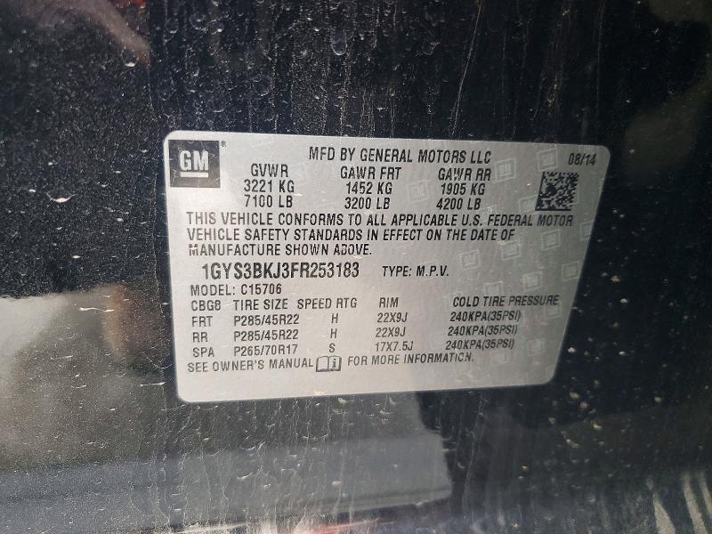 Aukcja sprzedaży 2015 Cadillac Escalade, vin: 1GYS3BKJ3FR253183, numer aukcji: 76788405