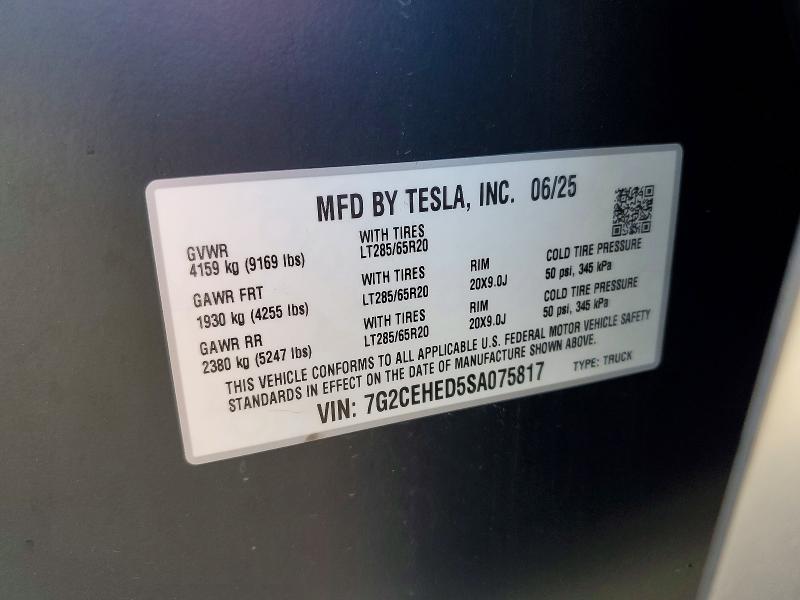Aukcja sprzedaży 2025 Tesla Cybertruck, vin: 7G2CEHED5SA075817, numer aukcji: 79066105