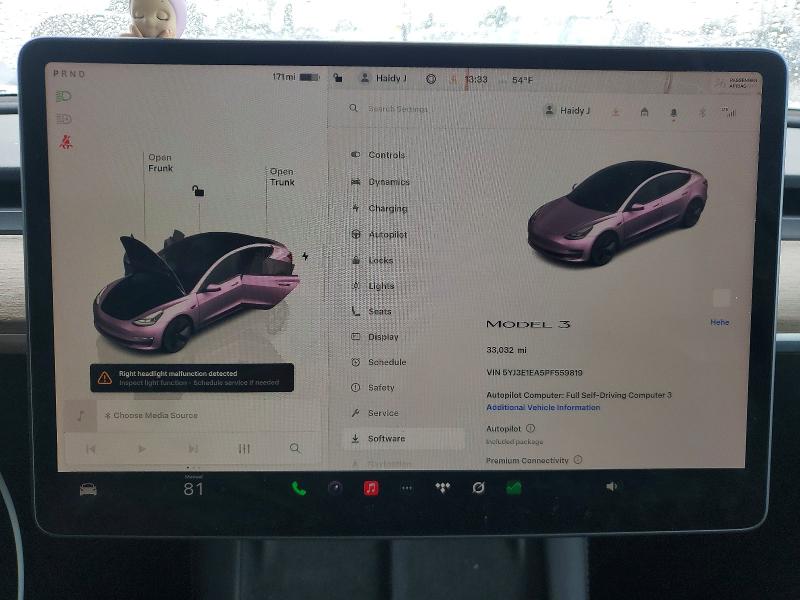 Продажа на аукционе авто 2023 Tesla Model 3, vin: 5YJ3E1EA5PF559819, номер лота: 78258305