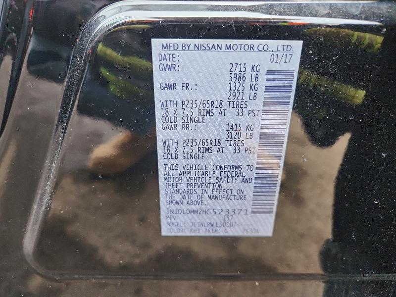 Aukcja sprzedaży 2017 Infiniti Qx60, vin: 5N1DL0MM2HC523371, numer aukcji: 75986125