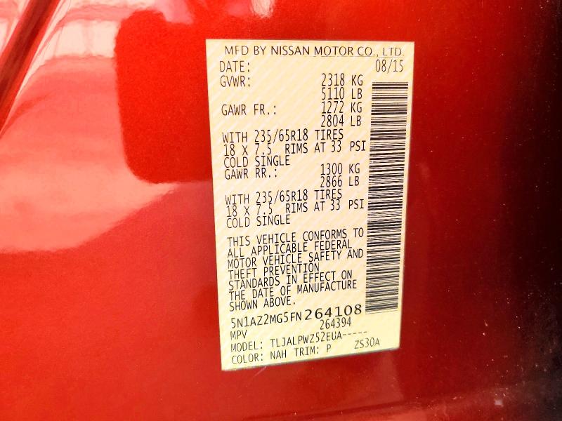 Aukcja sprzedaży 2015 Nissan Murano, vin: 5N1AZ2MG5FN264108, numer aukcji: 77295035
