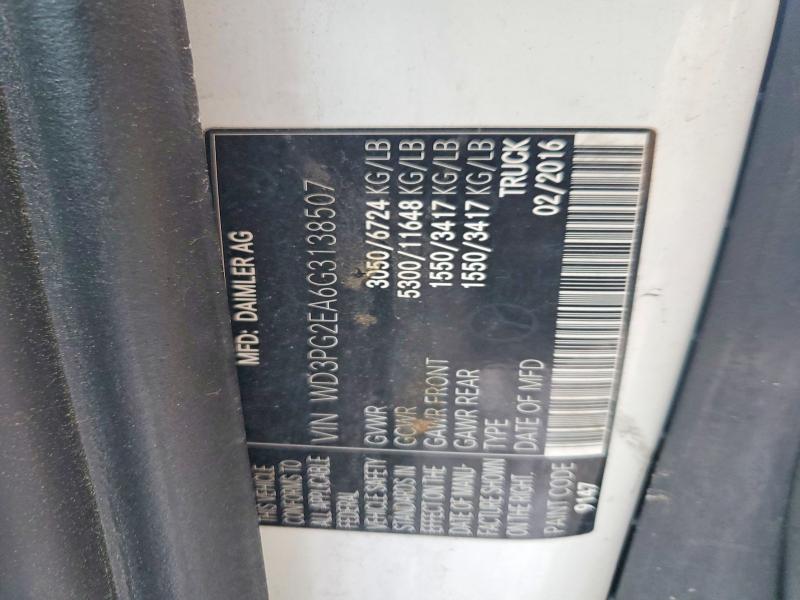 77826185 :رقم المزاد ، WD3PG2EA6G3138507 vin ، 2016 Mercedes Benz Metris مزاد بيع